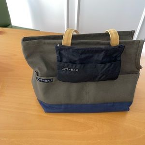 Love Thy Beast Canvas Pet Tote- Small in Olive & Navy